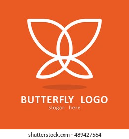 LINE BUTTERFLY TEMPLATE LOGO ICON