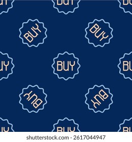 Line Buy button icon isolated seamless pattern on blue background.  Vector