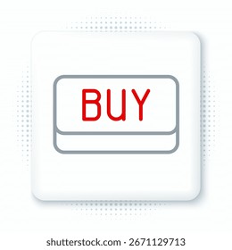 Línea Comprar icono de Botón aislado sobre fondo blanco. Concepto financiero y de mercado de valores. Concepto de contorno colorido. Vector