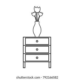 line cabinet file archve with flowers inside jar