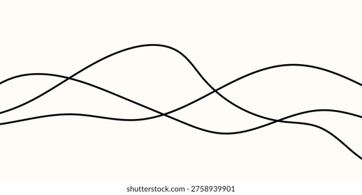Line cable drawing with squiggle curve long for abstract tangle thin Wavy curvy thread with black pattern vector for squiggly wire doodle Rope design line with element squiggle white for curve.