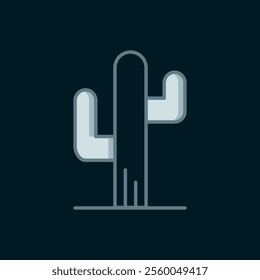Line Cactus icon isolated on black background. Flat filled outline style with shadow. Vector