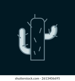 Line Cactus icon isolated on black background. Flat filled outline style with shadow. Vector