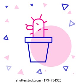 Line Cactus and succulent in pot icon isolated on white background. Plant growing in a pot. Potted plant sign. Colorful outline concept. Vector Illustration