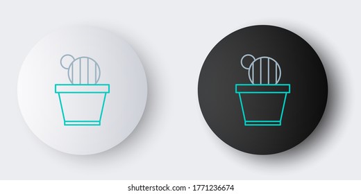 Line Cactus and succulent in pot icon isolated on grey background. Plant growing in a pot. Potted plant sign. Colorful outline concept. Vector