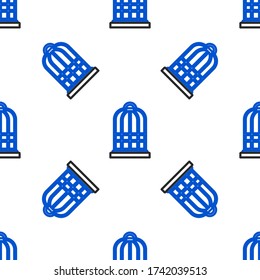 Line Cage for birds icon isolated seamless pattern on white background. Colorful outline concept. Vector