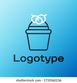 Line Cake Symbol isoliert auf blauem Hintergrund. Alles Gute zum Geburtstag. Farbenfrohe Kontur. Vector Illustration