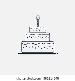 Line cake icon minimal flat style. Cake Symbol. Vector icon 