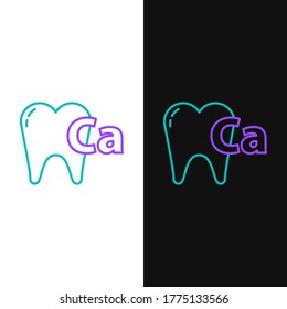 Line Calcium for tooth icon isolated on white and black background. Tooth symbol for dentistry clinic or dentist medical center. Colorful outline concept. Vector