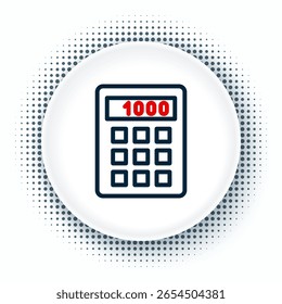 Ícone da Calculadora de Linha isolado no fundo branco. Símbolo contábil. Cálculos de negócios matemática educação e finanças. Conceito de contorno colorido. Vetor