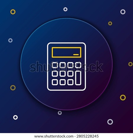 Line Calculator icon isolated on blue background. Accounting symbol. Business calculations mathematics education and finance. Colorful outline concept. Vector