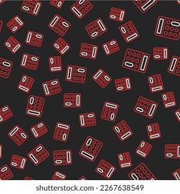 Line Calculator icon isolated seamless pattern on black background. Accounting symbol. Business calculations mathematics education and finance.  Vector