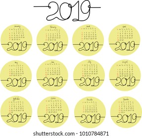 line calendar 2019
