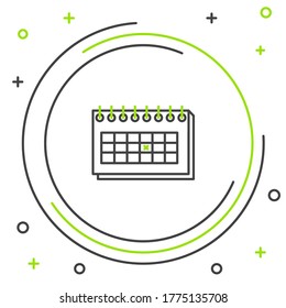 Line Calendar icon isolated on white background. Due date. Colorful outline concept. Vector