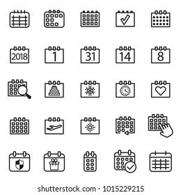 line calendar vector icon set, check, plan, schedule, maintenance, sale