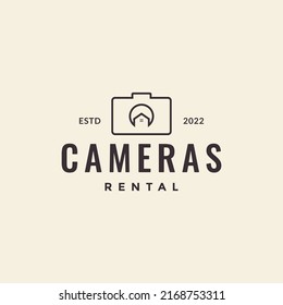 line camera with home minimal logo design vector graphic symbol icon illustration creative idea