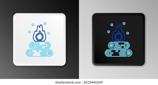 Line Campfire icon isolated on grey background. Burning bonfire with wood. Colorful outline concept. Vector
