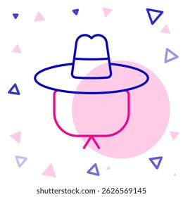 Line Camping hat icon isolated on white background. Beach hat panama. Explorer travelers hat for hunting, hiking, tourism. Colorful outline concept. Vector