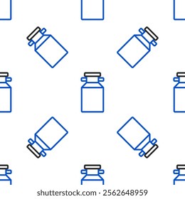 Line Can container for milk icon isolated seamless pattern on white background. Colorful outline concept. Vector
