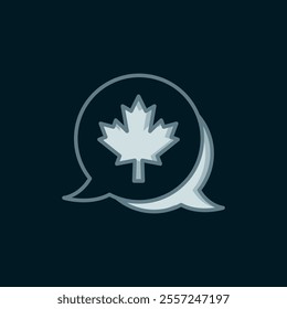 Line Canadian maple leaf icon isolated on black background. Canada symbol maple leaf. Flat filled outline style with shadow. Vector