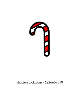Line Candy Cane icon isolated on white background. Vector illustration. 