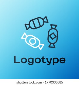 Line Candy icon isolated on blue background. Colorful outline concept. Vector Illustration