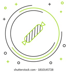 Line Candy Symbol einzeln auf weißem Hintergrund. Farbiges Rahmenkonzept. Vektorgrafik