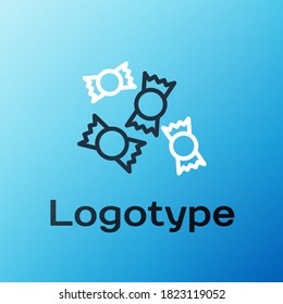 Line Candy icon isolated on blue background. Colorful outline concept. Vector Illustration