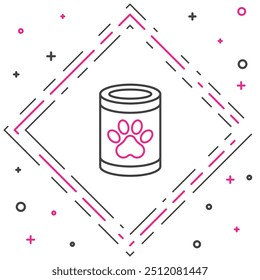 Line Canned food icon isolated on white background. Food for animals. Pet food can. Colorful outline concept. Vector