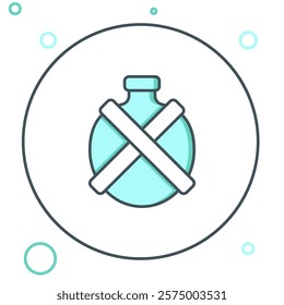 Line Canteen water bottle icon isolated on white background. Tourist flask icon. Jar of water use in the campaign. Colorful outline concept. Vector