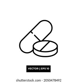 Line capsule icon vector illustration logo for many purpose. Isolated on white background. – Vector