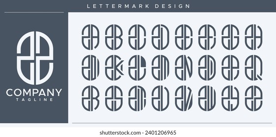 Line capsule tube initial Z ZZ letter logo design set