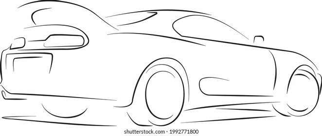 Line Car Draw Vector Sketch