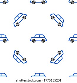 Line Car icon isolated seamless pattern on white background. Colorful outline concept. Vector
