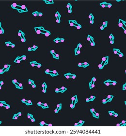Line Car icon isolated seamless pattern on black background.  Vector