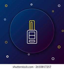 Line Car key with remote icon isolated on blue background. Car key and alarm system. Colorful outline concept. Vector