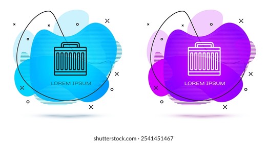 Line Car radiator cooling system icon isolated on white background. Abstract banner with liquid shapes. Vector
