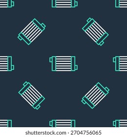Line Car radiator cooling system icon isolated seamless pattern on black background.  Vector