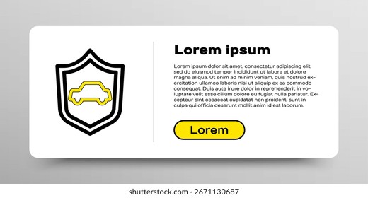 Line Car with shield icon isolated on white background. Insurance concept. Security, safety, protection, protect concept. Colorful outline concept. Vector