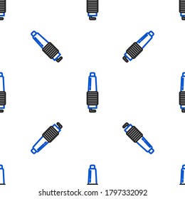 Icono del enchufe de la chispa de la línea de automóvil aislado patrón transparente en fondo blanco. Una vela eléctrica para el auto. Concepto de esquema colorido. Vector