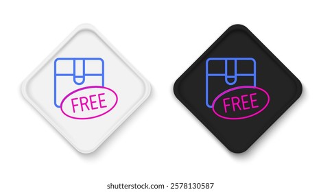 Line Cardboard box with free symbol icon isolated on white background. Box, package, parcel sign. Delivery, transportation and shipping. Colorful outline concept. Vector