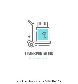 Line cargo cart logo