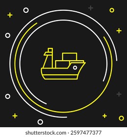 Line Cargo ship icon isolated on black background. Colorful outline concept. Vector