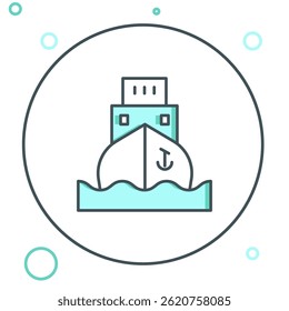 Line Cargo ship icon isolated on white background. Colorful outline concept. Vector