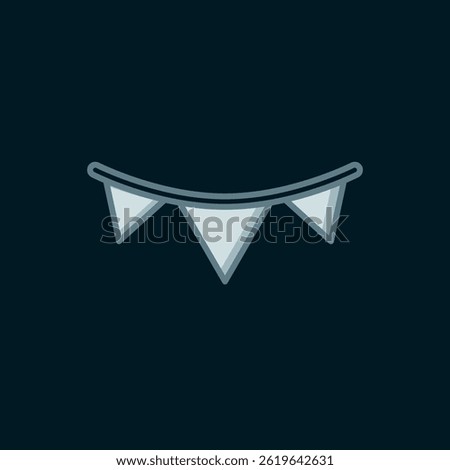 Line Carnival garland with flags icon isolated on black background. Party pennants for birthday celebration, festival decoration. Flat filled outline style with shadow. Vector