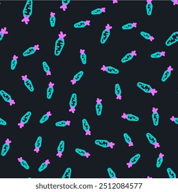Line Carrot icon isolated seamless pattern on black background.  Vector Illustration