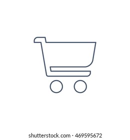 line cart icon or button in flat style isolated vector illustration on white background