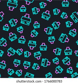 Line Carton cardboard box icon isolated seamless pattern on black background. Box, package, parcel sign. Delivery and packaging.  Vector Illustration