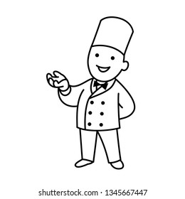 Line Cartoon Character Profession. Chief Coock