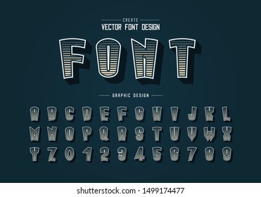Line cartoon font and alphabet vector, Digital tall typeface letter and number design, Graphic text on background